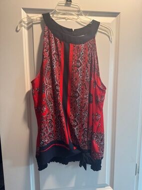 Soho Red Paisley Halter Camisole with Black Trim